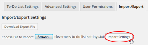 to-do list Cleverness - Import/Export - Import/Export Settings - Import To-Do Data File
