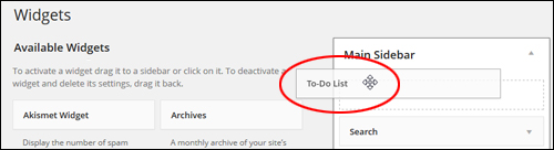 WordPress to do list plugin - Using The Plugin Widget